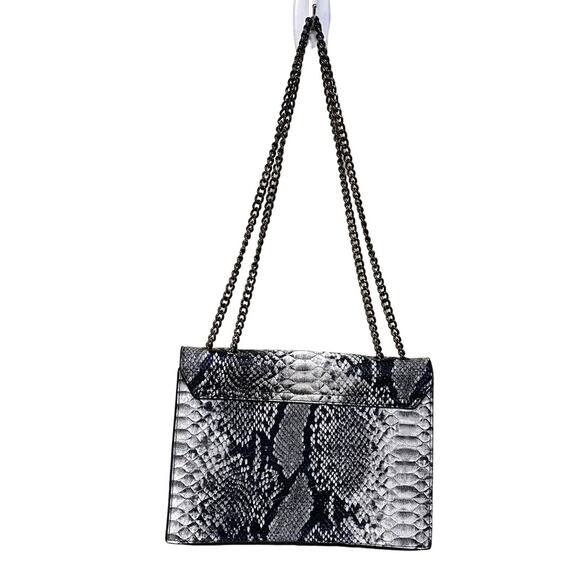 Gray Vegan Leather Snake Print Badgley Mischa Small Shoulder Purse Chain Rivet - Picture 3 of 14